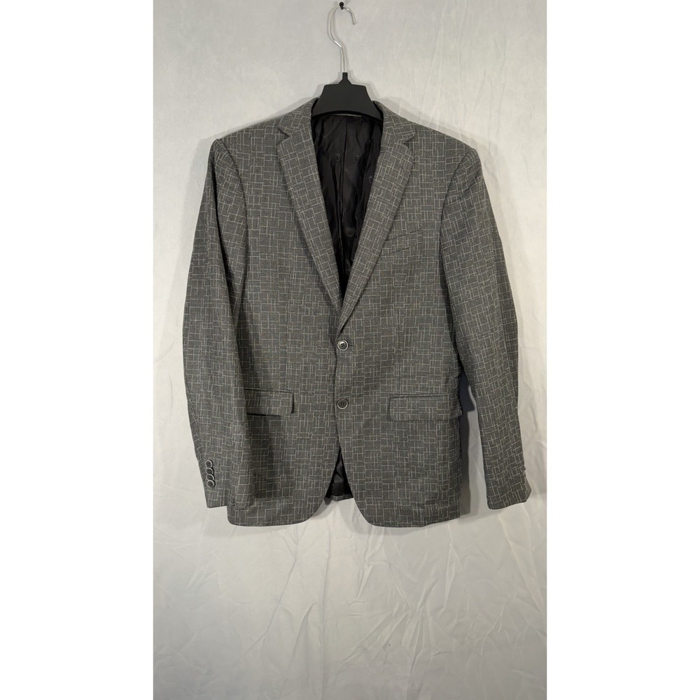 JOHN VARVATOS Bedford-JN‎ Blazer Jacket Wool Gray Geometric Striped - Men's 38R
